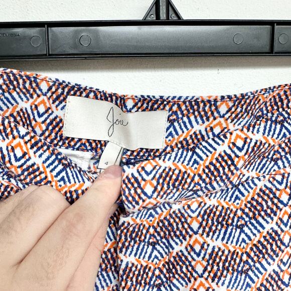 JOIE Women Orange & Blue Merci Printed Linen & Silk Blend Mini Shorts Size 4 - Picture 3 of 4
